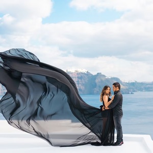 Robe longue noire à traîne pour séance photo, robe de photographie pour séance photo pré-mariage - Product Image 2