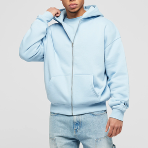 Suéter de algodón 100% de gran tamaño personalizado para hombre, sudadera con doble cremallera, técnica lavada, estampado de soplo, logotipo, ajuste holgado de invierno alto - Product Image 5