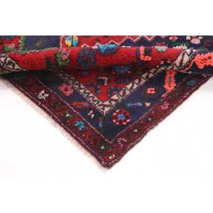 3.9x6.2 ft Vintage Rug, <b>Red</b> Animal Print Turkish <b>Wool</b> Rug - Product Image 5