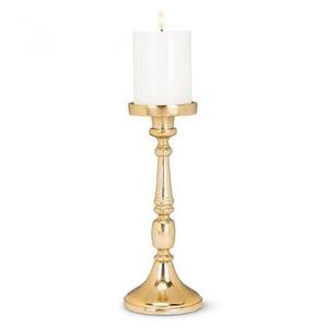 Bougeoir en aluminium doré, pièce maîtresse de table, décoration de mariage, bougeoir classique moyen doré - Product Image 2