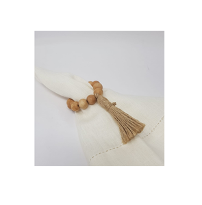 Estilo Cuentas de madera Servilleteros Anillos Cuerda Borlas tejidas a mano Servilletero de madera Accesorios artículos en venta - Product Image 2