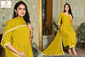 Image parfaite rose jaune couleur élégante Style traditionnel Kurti pantalon avec Duptta paire Festival ethnique fête mariage porter des femmes - Product Image 2