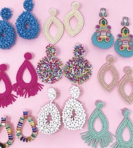 Boucles d'oreilles pendantes de luxe faites à la main en broderie perlée multicolore fantaisie pour femmes et filles élégantes nouveau beau design - Product Image 5