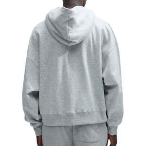 Pull à capuche zippé avec logo personnalisé de haute qualité meilleurs sweats à capuche courts à épaules tombantes pour hommes usine de sweats à capuche épais à fermeture éclair complète - Product Image 3