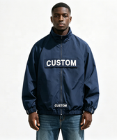 Veste coupe-vent à col montant brodée sur mesure de haute qualité, veste streetwear surdimensionnée pour homme