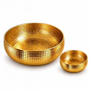 Ensemble de bols de pédicure ronds martelés dorés en cuivre, bassin de spa pour les pieds, fonction de massage par pétrissage pour salon de manucure, portable - Product Image 1