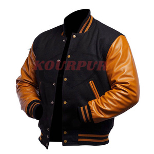 Veste universitaire pour homme de haute qualité avec manches en cuir, col montant, option logo sur le devant, design respirant pour l'hiver - Prix de gros - Product Image 1
