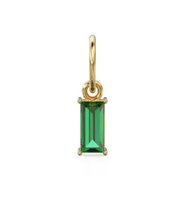 Nhỏ Ngọc Lục Bảo Thạch Anh Baguette Cắt Mặt Dây Chuyền Tự Nhiên Màu Xanh Lửa June Birthstone Người Đàn Ông Của Tự Làm Đồ Trang Sức Làm Quyến Rũ Bán Buôn Nhà Cung Cấp