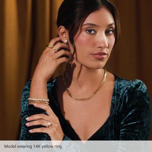 แหวนทรงโดมชุบทอง 14K รุ่น Stuller 50199:100004P สำหรับใส่ทุกวัน ลายเรขาคณิตทรงวงรี ชุบไมครอน เวอร์เมล โรเดียม ประดับเพชร - Product Image 3