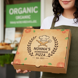 กล่องพิซซ่ากระดาษคราฟท์กระดาษเป็นมิตรต่อสิ่งแวดล้อมพิมพ์ลายโลโก้ย่อยสลายได้ตามต้องการรีไซเคิลสำหรับปาร์ตี้จัดส่งกลับบ้าน - Product Image 6