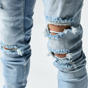 Diseñadores personalizados Hombres Ripped Skinny Stretch Denim Pantalones Slim Fit Pantalones transpirables Pantalones de moda - Product Image 5