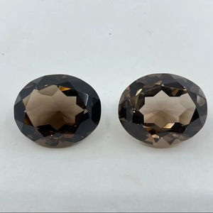 Pierres précieuses ovales en quartz fumé naturel 30x25mm Noir et Or pour la fabrication de bijoux - Product Image 1