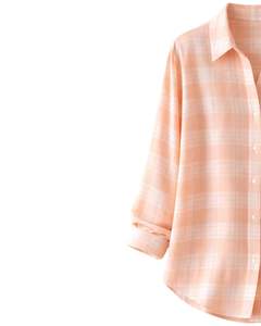 Camisa Oversize a Cuadros para Mujer, Color Melocotón, Manga Larga, Casual, de Franela, Estilo Túnica, Suave, Otoño-Invierno, Venta al por Mayor - Product Image 2