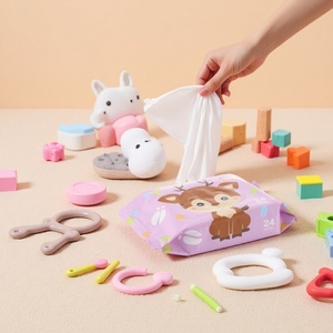 Lingettes humides pour bébé, 24 unités, douces, non parfumées, pour bébés, articles de nettoyage ménager, matériau non tissé - Product Image 2