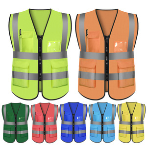 Gilet de sécurité en polyester respirant léger à haute visibilité avec logo personnalisé et poches pour le travail, la construction, les hommes - Product Image 5