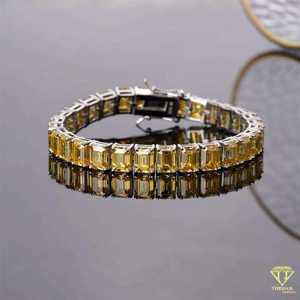 สร้อยข้อมือเทนนิสทรงสี่เหลี่ยมสีเงินสเตอร์ลิง925ฮิปฮอปกันน้ำเครื่องประดับเพชรที่ปลูกในห้องทดลองคุณภาพสูงสำหรับใส่ได้ทั้งชายและหญิงสำหรับงานปาร์ตี้ - Product Image 2