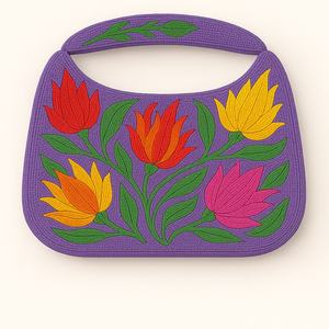 Sac à main en paille brodé de fleurs multicolores avec broderie florale dynamique et durable Sac d'été bohème pour femmes avec logo personnalisé - Product Image 5