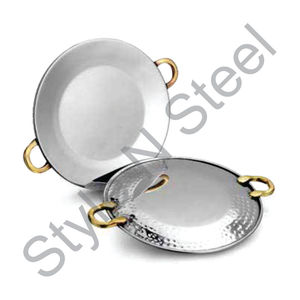 Awa con mango de alambre, pared única martillada con pulido de espejo de color plateado, martillo de pared oble para servir, mango de latón soldado - Product Image 1