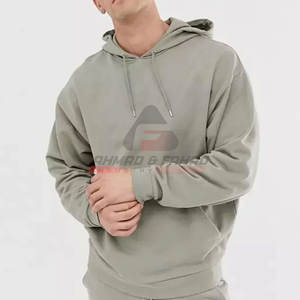 Venta al por mayor OEM hombres 100% algodón sudaderas con capucha conjunto corto transpirable ligero color sólido para el invierno - Product Image 3