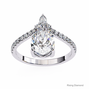 แหวนหมั้นเพชรสำหรับผู้ใหญ่2.0 CT ลูกแพร์สีเหลืองทองแหวนเพชร CVD ของขวัญครบรอบสำหรับผู้หญิง - Product Image 5