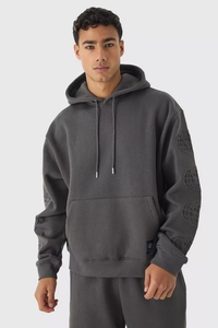 Custom Men's Oversized Boxy Worldwide Debossed Hoodie Wholesale Manufacturer Breathable Cotton Blended Oversized Hoodie For Men - Product Image 3