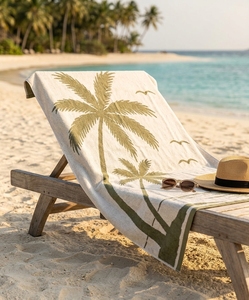 Toalla de Playa de Tela de Rizo con Estampado de Palmeras Tropicales Personalizada, de Doble Cara, Ecológica, de Secado Rápido para Adultos, Transpirable y Ligera - Product Image 1
