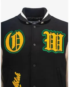 Nouveauté veste universitaire patchwork personnalisée patchwork chenilie patchs de broderie coquille laine cuir manches bouton fermeture matelassé - Product Image 2