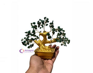 Árbol de tronco dorado de Jade verde con piedras preciosas con jarrón dorado Árboles de ágata Nuevo artículo decorativo de estilo Feng Shui para curación y regalos - Product Image 1