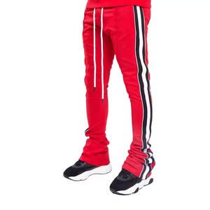 Pantalon de pile de broderie en détresse de haute qualité pantalon à cordon de serrage bloc de couleur pantalon de survêtement évasé à coupe ample pantalon de survêtement à jambes larges - Product Image 4