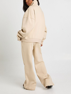 MOVATEXTILE Ensemble 2 pièces de haute qualité avec logo imprimé DTF personnalisé, 100% coton, coupe ample, épaules tombantes, sweat-shirt zippé et pantalon de jogging large - Product Image 6