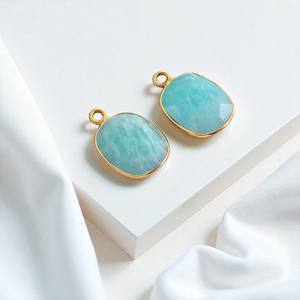 New Arrival Octagon Shape Green Amethyst Semi-Precious Gemstone Natural Bezel Setting Single Bail Fashion Pendants Charms - Product Image 3