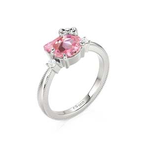 Jeulia Petland Milgrain Minimalist Pink <b>Cat</b> Fashion <b>Ring</b> - Product Image 2