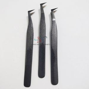 Pinzas de extensión de pestañas de plasma negro de metal con punta de fibra de nanotecnología Acero inoxidable sostenible - Product Image 3