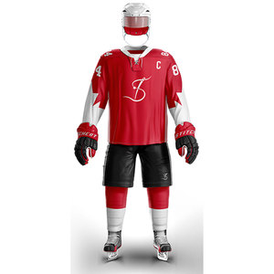 Conjunto de uniforme de hockey sobre hielo personalizado tejido de poliéster duradero camisetas de equipo pantalones ropa deportiva para hombres y jóvenes - Product Image 4