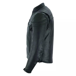 Perforé peau de vache en cuir hommes veste de sécurité cavaliers haute qualité toile ODM personnalisé classique respirant hiver à capuche matelassé - Product Image 4