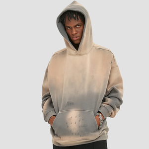 Streetwear vieilli personnalisé en détresse surdimensionné poids lourd épais Vintage vieilli soleil délavé à l'acide sweat à capuche hommes - Product Image 6