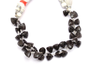 Cuarzo rutilado negro 8mm Facetado Trillón Briolette Cuentas Rutilo negro natural Piedras preciosas semipreciosas Triángulo 3D Cuentas sueltas - Product Image 6