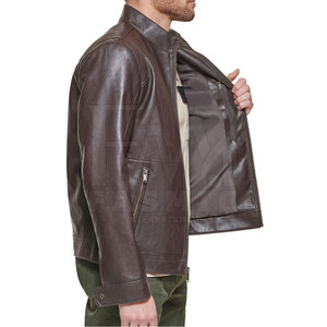 Veste en cuir de vache légère pour homme 2024, style streetwear, manches longues, col montant, imperméable, respirante, mode hiver haut de gamme - Product Image 5