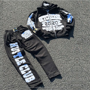 Nuevos conjuntos de Sudadera con capucha con estampado de soplo para hombres y mujeres, pantalones de chándal con serigrafía, chándales Unisex Y2K, moda para hombres a granel - Product Image 2