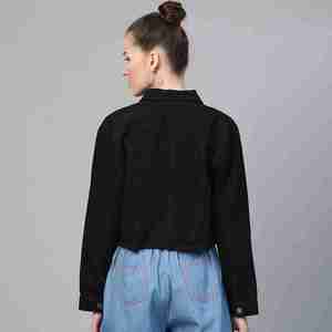 Chaqueta Vaquera Corta Elegante para Mujer con Bolsillos para Jeans, Cierre de Botones, Prenda Exterior de Algodón, Chaqueta Vaquera Moderna con Servicio OEM - Product Image 4