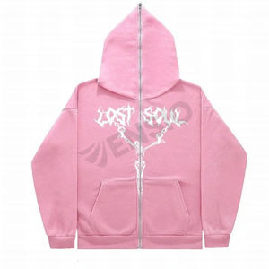 Sudadera con capucha y cremallera completa unisex de alta calidad 100% algodón al por mayor cremallera facial en blanco personalizada OEM para la temporada de invierno - Product Image 4