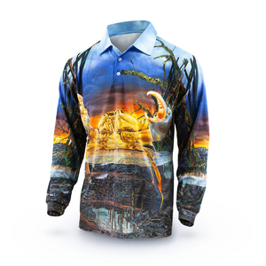 Polo de pêche à manches longues en polyester respirant imprimé par sublimation UPF 50+, coupe ajustée, vente en gros, haute qualité, OEM/ODM - Product Image 4
