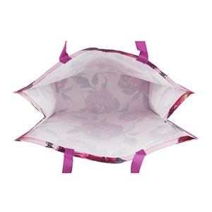 Bolsas de Mano Ecológicas de PP Reciclado con Logotipo Personalizable, Diseños Florales, Bolsas de Compras Reutilizables con Cierre de Gancho y Bucle - Product Image 5