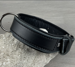 Padded Brown Leather Dog Collar with Central <b>Leash</b> Attachment Hound Dog Collar for Greyhound and Whippet - Product Image 2