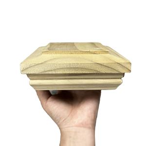 Decorative Pine <b>Wood</b> <b>Post</b> <b>Cap</b> Flat Top <b>for</b> Newel Fence or Stair <b>Posts</b> - Product Image 3