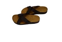 Sandales Homme Moroccan Soul à Semelle Liège, Entresol EVA et Coussin d'Air, à Enfiler, Printemps/Été, Semelle Extérieure en Cuir Véritable, Motif Géométrique