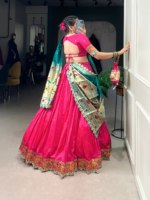 Magnifique Choli Lehenga de mariage en soie Paithani jacquard extensible et réversible, avec broderie Zari et sequins