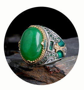 Bague pour homme en argent sterling 925 de style ottoman, pierre d'agate de coupe ovale, sertie en canal, bijoux de mariage et de fiançailles à la mode, Turquie - Product Image 1