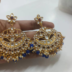 ต่างหูอินเดีย kundan meena chandbali ปรับแต่งได้สำหรับเด็กผู้หญิงชุบทองทองเหลืองสำหรับใส่ไปงานปาร์ตี้ - Product Image 1