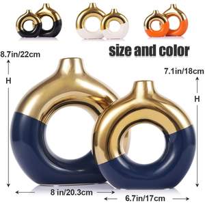 Vase en céramique debout de fleur nordique en céramique de fleur moderne nordique vintage avec des plantes artificielles pour la décoration intérieure - Product Image 2